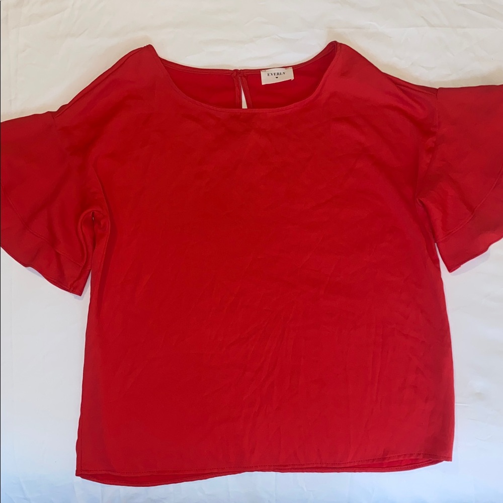 Everly Red Satin Blouse Medium